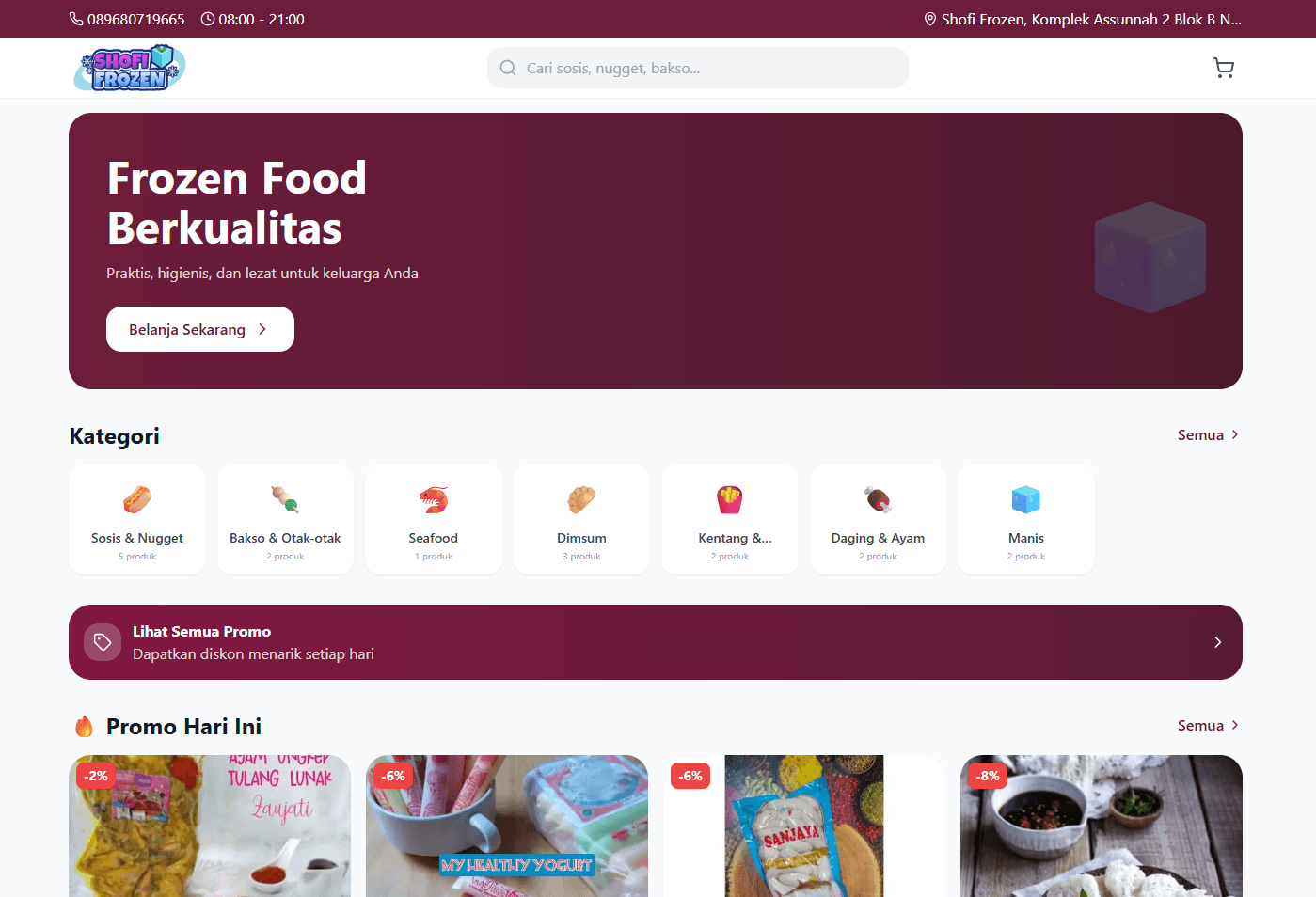 Shofi Frozen - E-Commerce Website